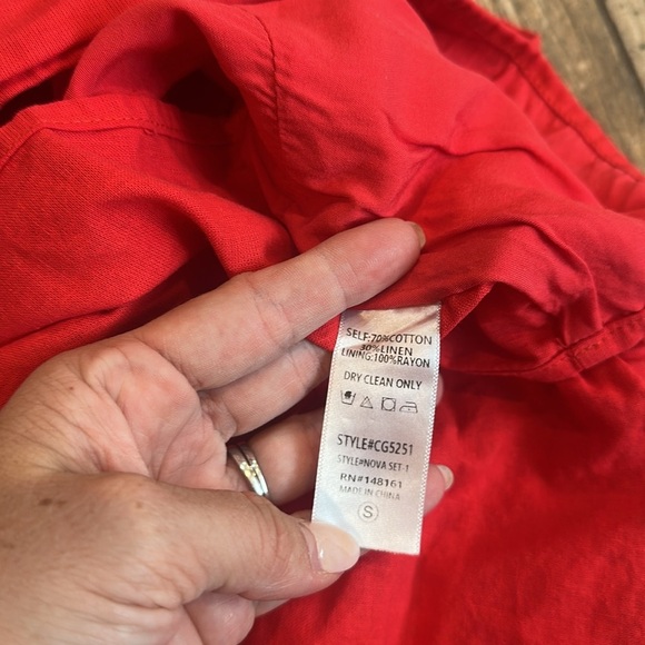 Buddy Love Nova Set Shorts Bottoms Linen Cotton red Women’s small - Picture 8 of 8